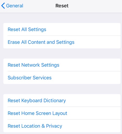 Older version of iPadOS simply go to Settings > General to perform a reset or a wipe. 