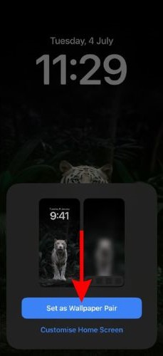 Tap Set as Wallpaper Pair to save the new Lock Screen