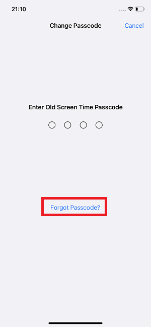 Forgot Passcode
